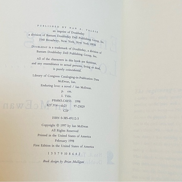 🔶 {4/$12} Enduring Love” by Ian McEwan - Paperback - Picture 8 of 11